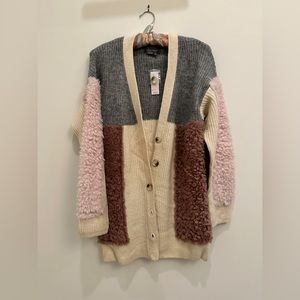 ANTHROPOLOGIE button front cardigan with Sherpa detail